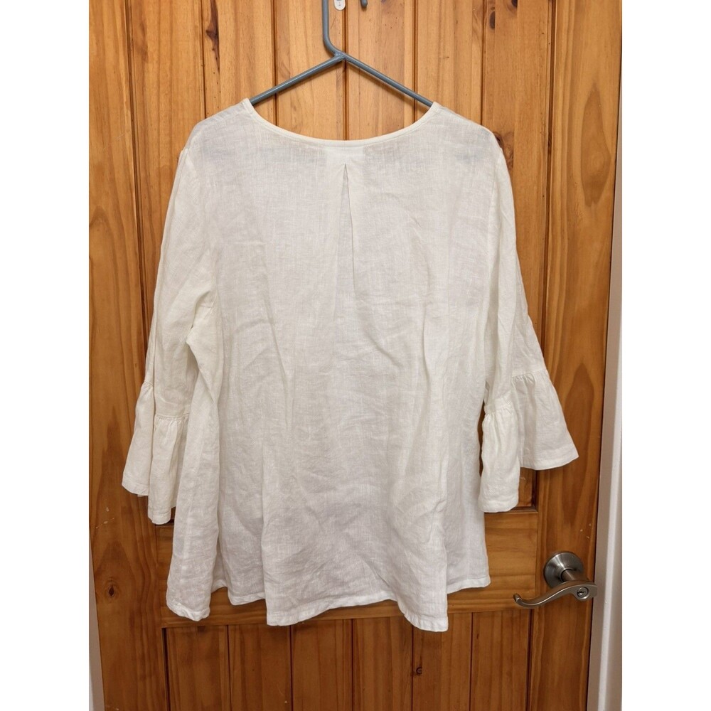 BRYN WALKER Light Linen  FRAN SHIRT  A-Line Top Bell Sleeves  Size Large Boho - Picture 4 of 9